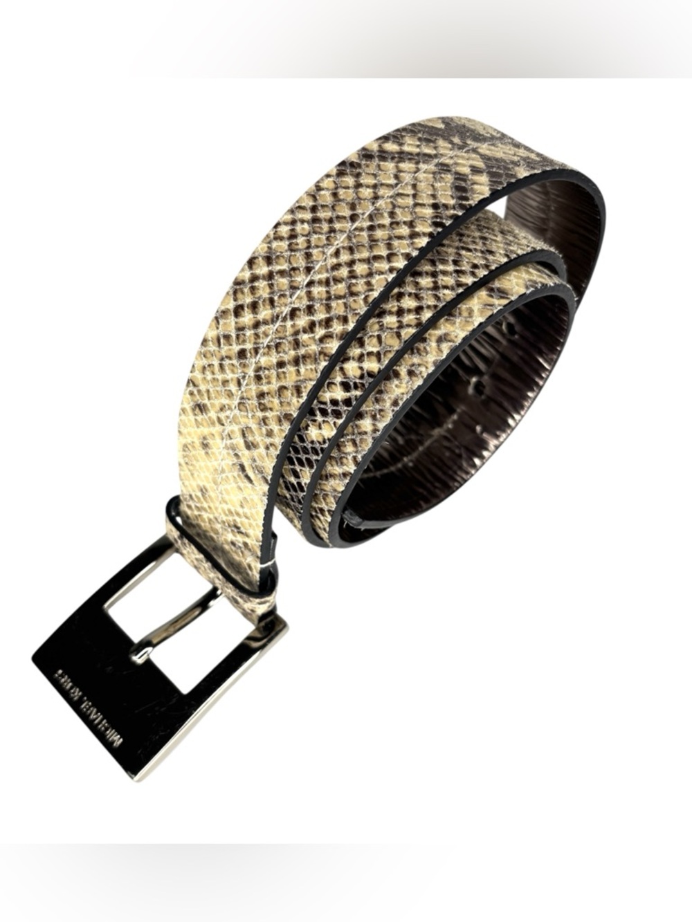 Michael Kors Leather belt boa snakeskin embossed size medium silver buckle